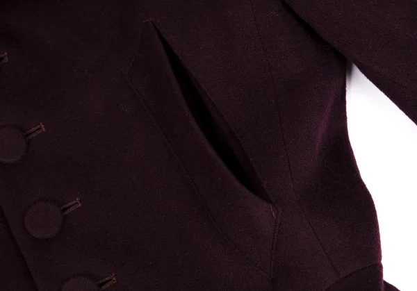 ジャンポールゴルチエ クラシックJean Paul GAULTIER CLASSIQUE ウールナイロンバックスリットボタン留めフレアロングコート ボルドー40 K-112148_007