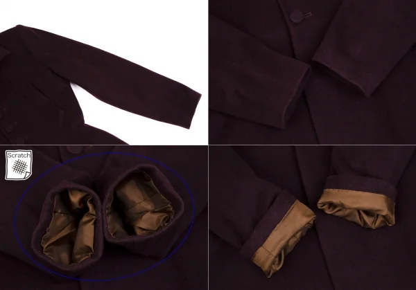 ジャンポールゴルチエ クラシックJean Paul GAULTIER CLASSIQUE ウールナイロンバックスリットボタン留めフレアロングコート ボルドー40 K-112148_008