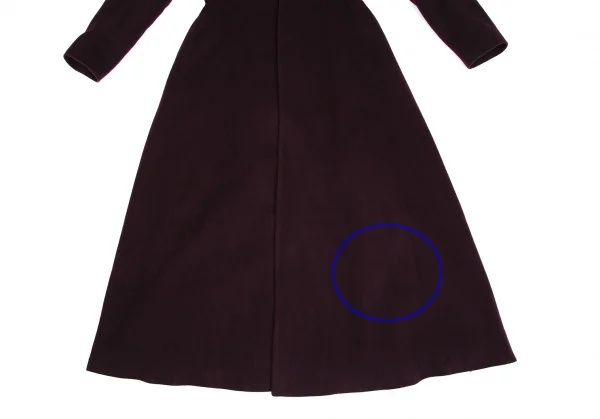 ジャンポールゴルチエ クラシックJean Paul GAULTIER CLASSIQUE ウールナイロンバックスリットボタン留めフレアロングコート ボルドー40 K-112148_009