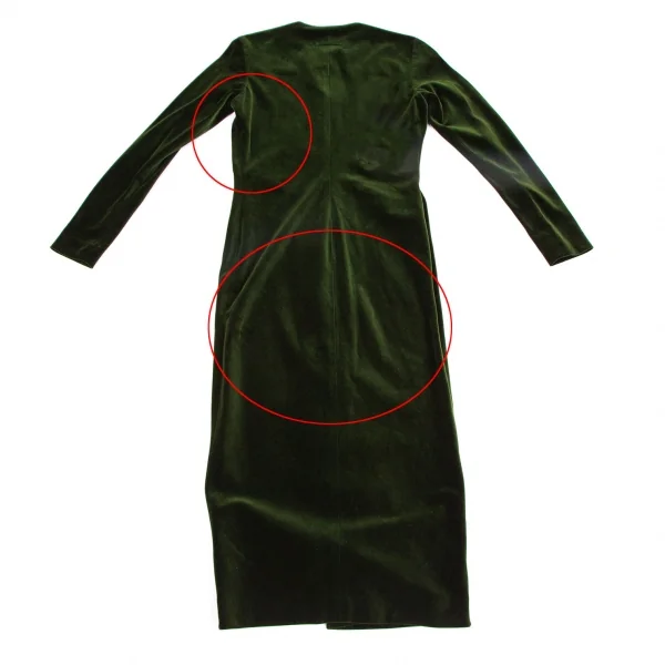 ジャンポールゴルチエ ファムJean Paul GAULTIER FEMME ベロアノーカラーロングカーディガン モスグリーン40 K-112156_013