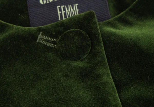 ジャンポールゴルチエ ファムJean Paul GAULTIER FEMME ベロアノーカラーロングカーディガン モスグリーン40 K-112156_005