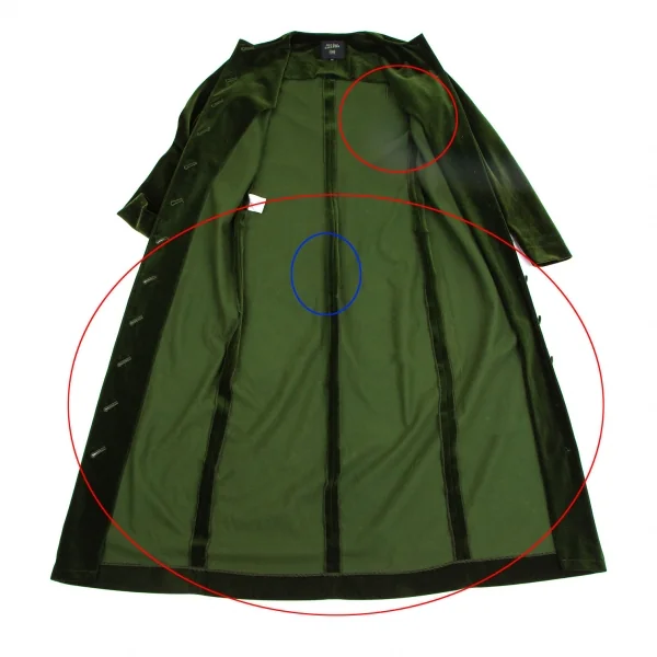 ジャンポールゴルチエ ファムJean Paul GAULTIER FEMME ベロアノーカラーロングカーディガン モスグリーン40 K-112156_009