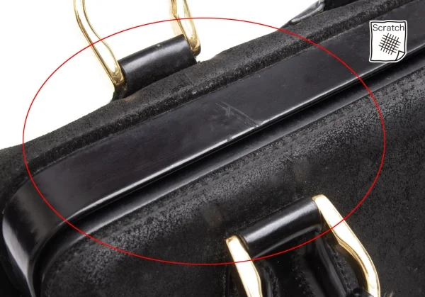 バレンシアガBALENCIAGA レザー切替がま口ドクターバッグ 黒 K-112172_013