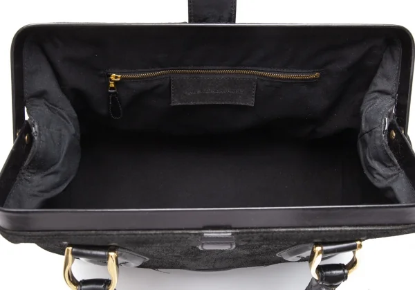 バレンシアガBALENCIAGA レザー切替がま口ドクターバッグ 黒 K-112172_015
