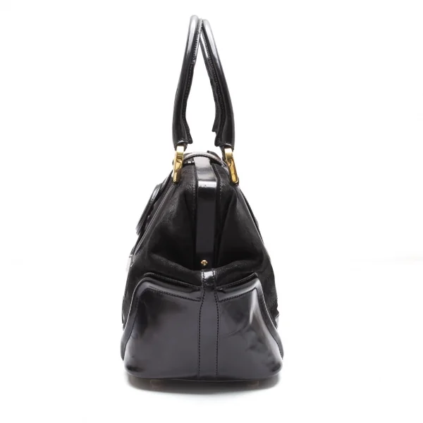 バレンシアガBALENCIAGA レザー切替がま口ドクターバッグ 黒 K-112172_003