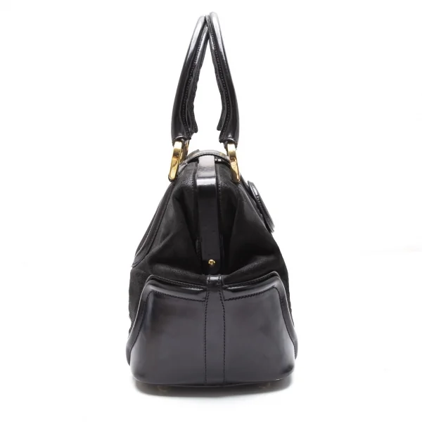 バレンシアガBALENCIAGA レザー切替がま口ドクターバッグ 黒 K-112172_005