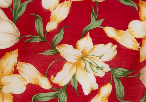 イヴサンローランYves Saint Laurent リリープリントスカーフ 赤 K-112176_002