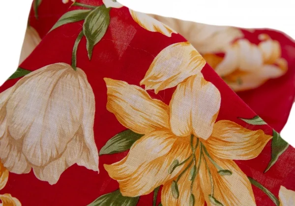 イヴサンローランYves Saint Laurent リリープリントスカーフ 赤 K-112176_004