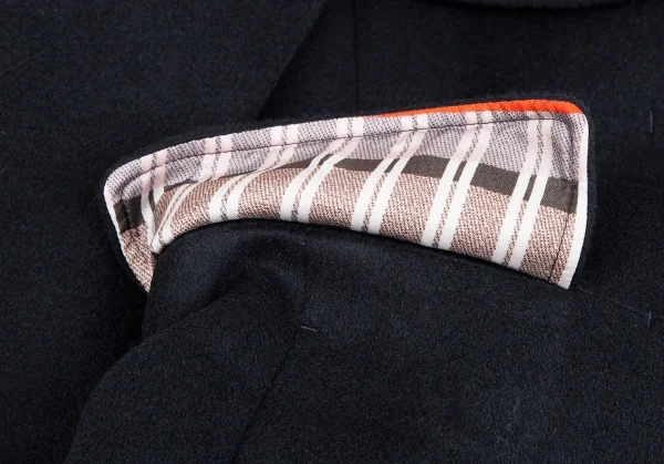 ポールスミスPAUL SMITH BLACK カシミヤ混ウールフェルトダブルコート 紺38 K-112183_010