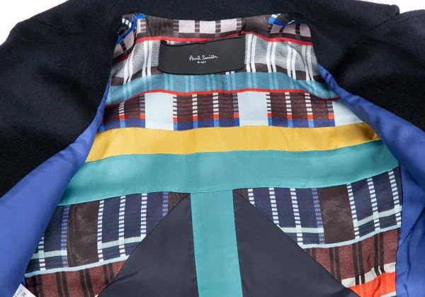 ポールスミスPAUL SMITH BLACK カシミヤ混ウールフェルトダブルコート 紺38 K-112183_014