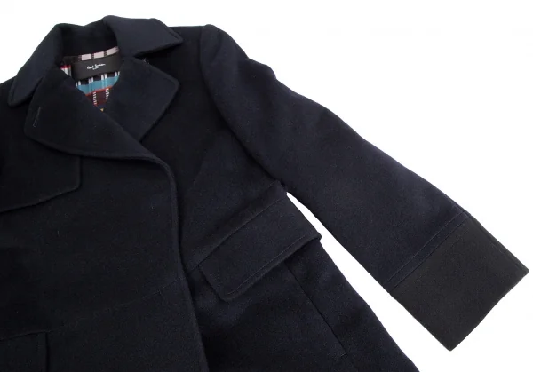 ポールスミスPAUL SMITH BLACK カシミヤ混ウールフェルトダブルコート 紺38 K-112183_007