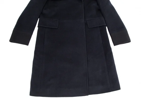 ポールスミスPAUL SMITH BLACK カシミヤ混ウールフェルトダブルコート 紺38 K-112183_009