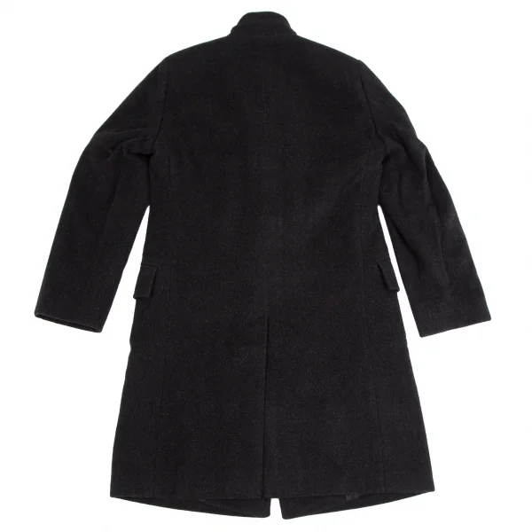 ヒューゴボスHUGO BOSS カシミヤ混ウールスタンドカラーロングコート 黒48 K-112184_012