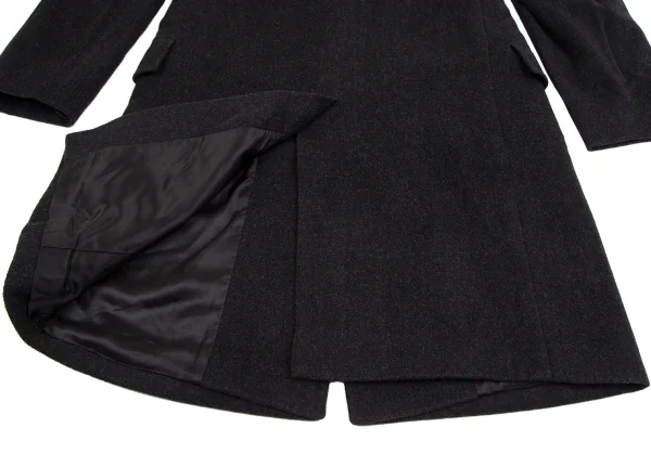 ヒューゴボスHUGO BOSS カシミヤ混ウールスタンドカラーロングコート 黒48 K-112184_013