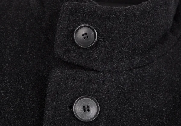 ヒューゴボスHUGO BOSS カシミヤ混ウールスタンドカラーロングコート 黒48 K-112184_003