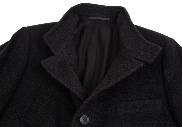 ヒューゴボスHUGO BOSS カシミヤ混ウールスタンドカラーロングコート 黒48 K-112184_004