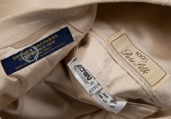 ブルックスブラザーズBrooks Brothers ピュアシルク2Bジャケット 生成りL位 K-112195_019