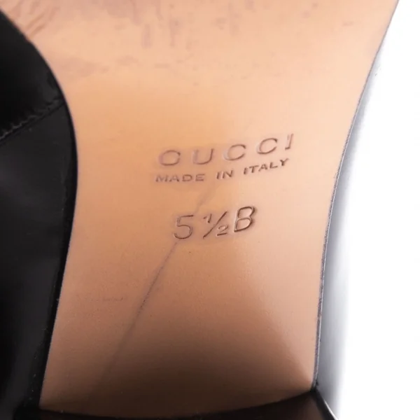 グッチGUCCI メタルプレートデザインレザーロングブーツ 黒5 1/2(22.5位) K-112203_012