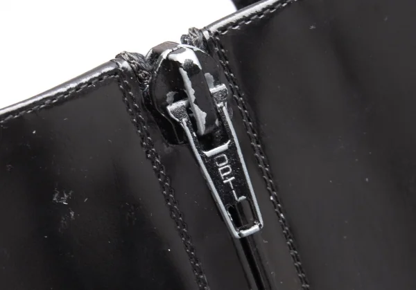 グッチGUCCI メタルプレートデザインレザーロングブーツ 黒5 1/2(22.5位) K-112203_014