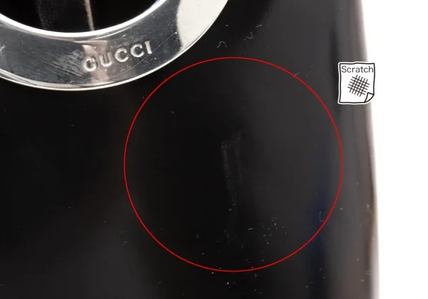 グッチGUCCI メタルプレートデザインレザーロングブーツ 黒5 1/2(22.5位) K-112203_005