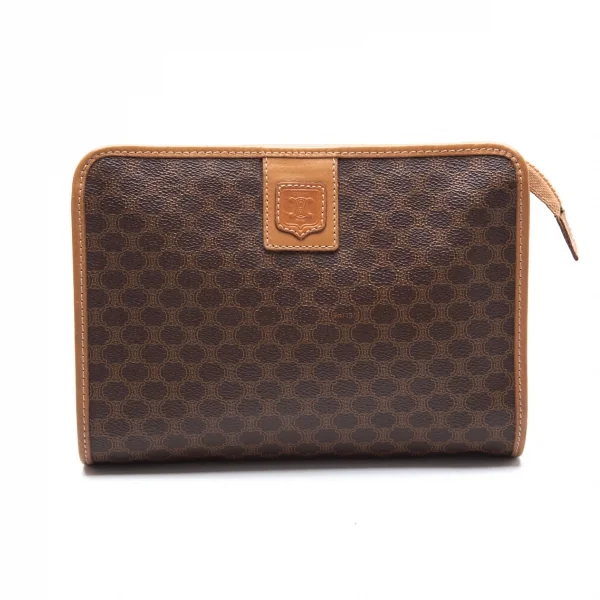 セリーヌCELINE マカダムクラッチバッグ 茶 K-112208_001