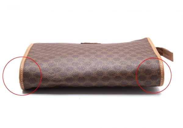 セリーヌCELINE マカダムクラッチバッグ 茶 K-112208_005