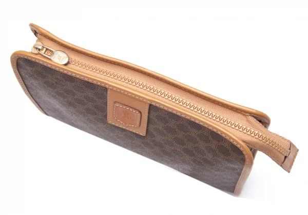 セリーヌCELINE マカダムクラッチバッグ 茶 K-112208_009