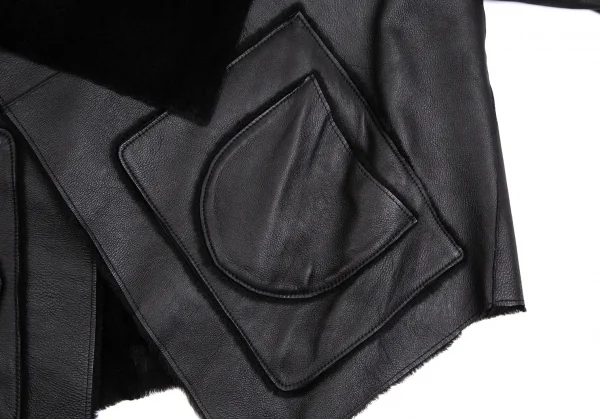 イッセイミヤケ ハートISSEY MIYAKE HaaT ムートン羽織りリバーシブルジャケット 黒2 K-112224_010