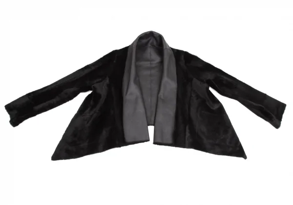 イッセイミヤケ ハートISSEY MIYAKE HaaT ムートン羽織りリバーシブルジャケット 黒2 K-112224_012