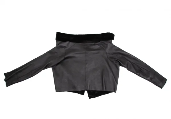 イッセイミヤケ ハートISSEY MIYAKE HaaT ムートン羽織りリバーシブルジャケット 黒2 K-112224_014