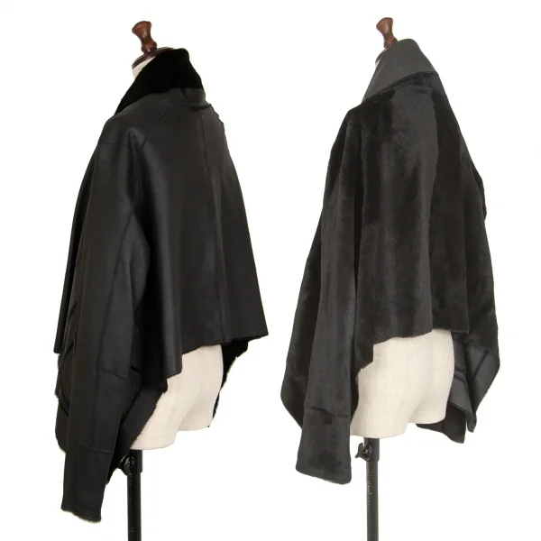 イッセイミヤケ ハートISSEY MIYAKE HaaT ムートン羽織りリバーシブルジャケット 黒2 K-112224_002