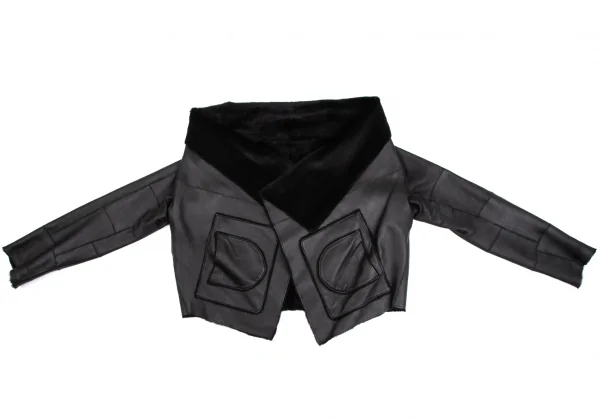 イッセイミヤケ ハートISSEY MIYAKE HaaT ムートン羽織りリバーシブルジャケット 黒2 K-112224_003