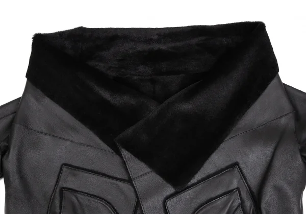 イッセイミヤケ ハートISSEY MIYAKE HaaT ムートン羽織りリバーシブルジャケット 黒2 K-112224_004