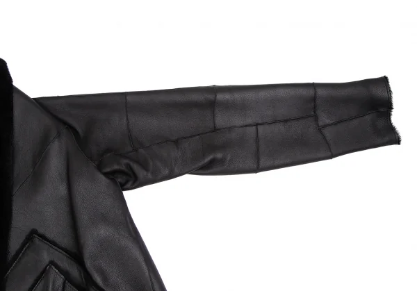 イッセイミヤケ ハートISSEY MIYAKE HaaT ムートン羽織りリバーシブルジャケット 黒2 K-112224_007