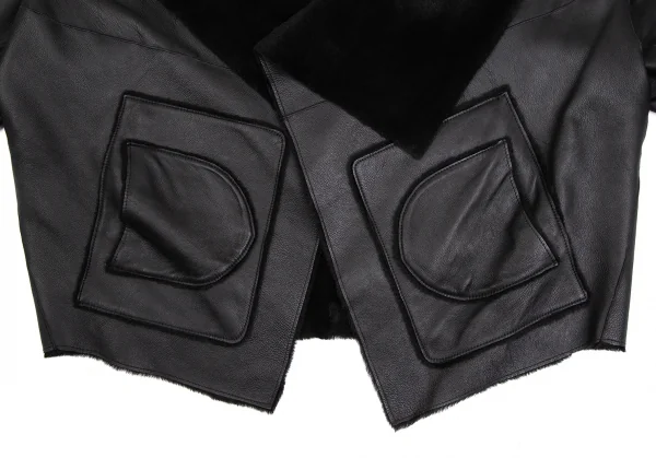 イッセイミヤケ ハートISSEY MIYAKE HaaT ムートン羽織りリバーシブルジャケット 黒2 K-112224_009