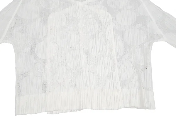 プリーツプリーズPLEATS PLEASE フルーツジャガードメッシュカーディガン 白3 K-112232_006