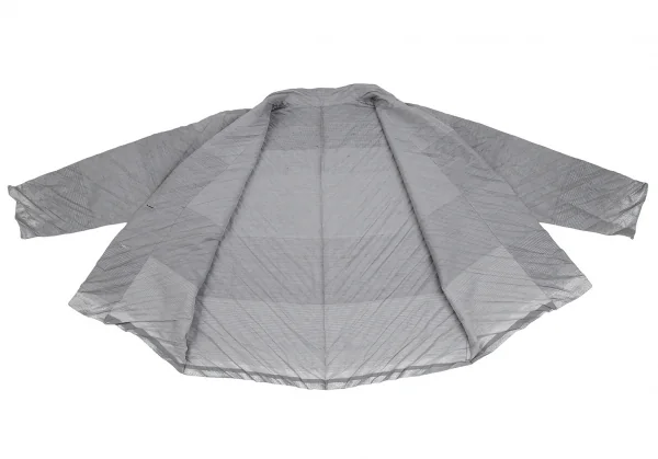 イッセイミヤケISSEY MIYAKE グリッターボーダーバイアスプリーツジャケット グレー3 K-112239_010