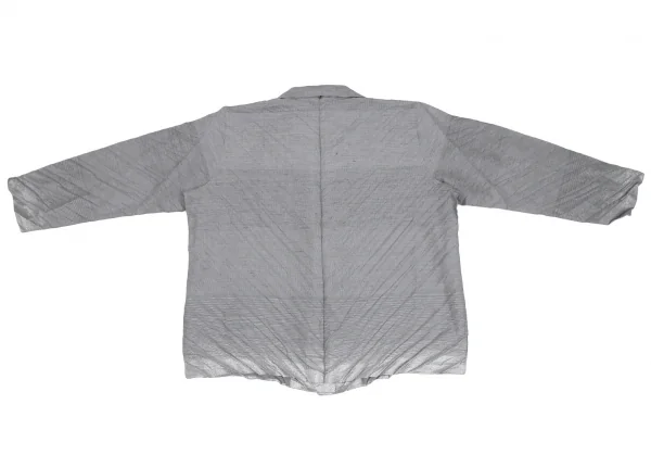 イッセイミヤケISSEY MIYAKE グリッターボーダーバイアスプリーツジャケット グレー3 K-112239_011
