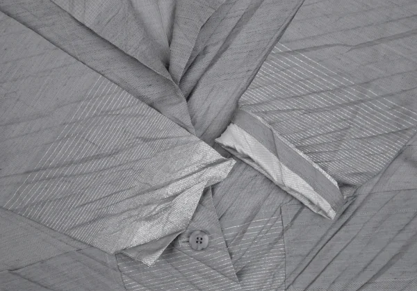 イッセイミヤケISSEY MIYAKE グリッターボーダーバイアスプリーツジャケット グレー3 K-112239_005