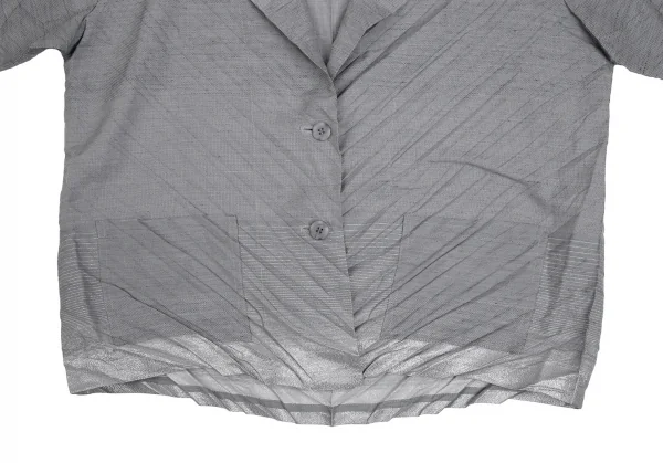 イッセイミヤケISSEY MIYAKE グリッターボーダーバイアスプリーツジャケット グレー3 K-112239_006