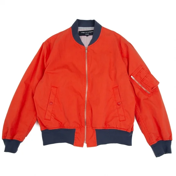 コムデギャルソン オムCOMME des GARCONS HOMME 裏ストライプコットンナイロンフライトジャケット オレンジS K-112247_001