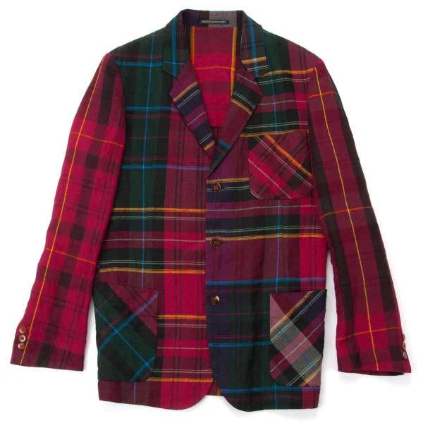 【SALE】ヨウジヤマモト プールオムYohji Yamamoto POUR HOMME  リネンチェックジャケット