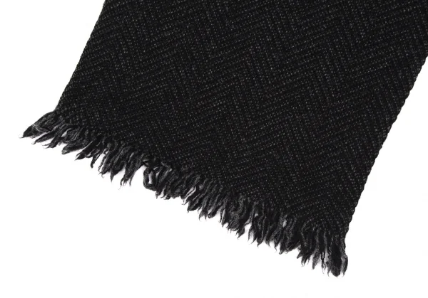 ジュンヤワタナベマン コムデギャルソンJUNYA WATANABE MAN COMME des GARCONS ウールカシミヤヘリンボーンマフラー 黒グレー K-112252_003