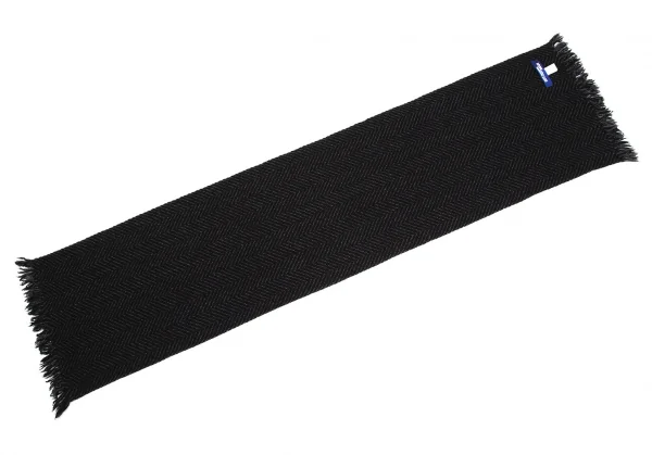 ジュンヤワタナベマン コムデギャルソンJUNYA WATANABE MAN COMME des GARCONS ウールカシミヤヘリンボーンマフラー 黒グレー K-112252_004