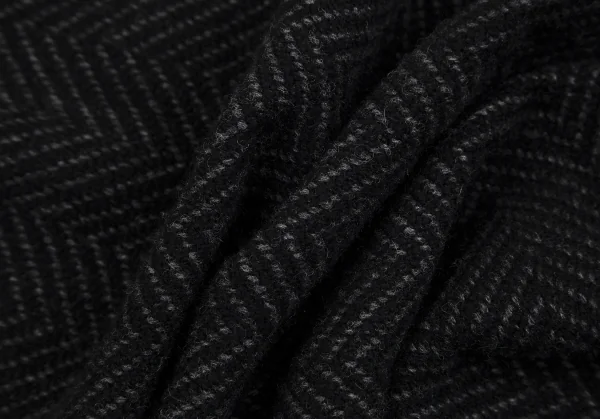 ジュンヤワタナベマン コムデギャルソンJUNYA WATANABE MAN COMME des GARCONS ウールカシミヤヘリンボーンマフラー 黒グレー K-112252_005