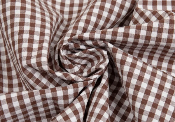 マドモアゼルノンノンMademoiselle NON NON襟ワンポイント刺繍ギンガムチェックノースリーブシャツ 白茶M K-112266_012