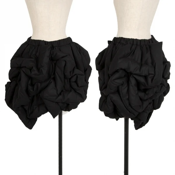 コムデギャルソンCOMME des GARCONS ギャザーデザイン中綿キュロットパンツ 黒XS K-112277_001