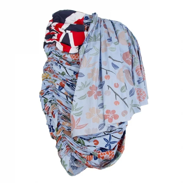 コムデギャルソンCOMME des GARCONS ユニオンジャック花柄再構築ギャザースカート 水色他SS K-112280_002