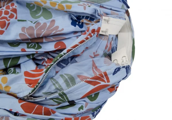 コムデギャルソンCOMME des GARCONS ユニオンジャック花柄再構築ギャザースカート 水色他SS K-112280_005