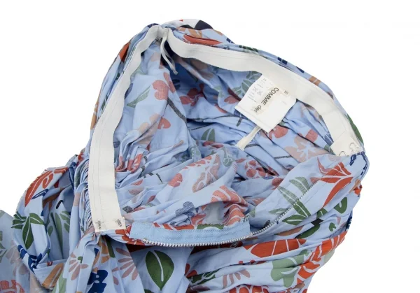 コムデギャルソンCOMME des GARCONS ユニオンジャック花柄再構築ギャザースカート 水色他SS K-112280_010